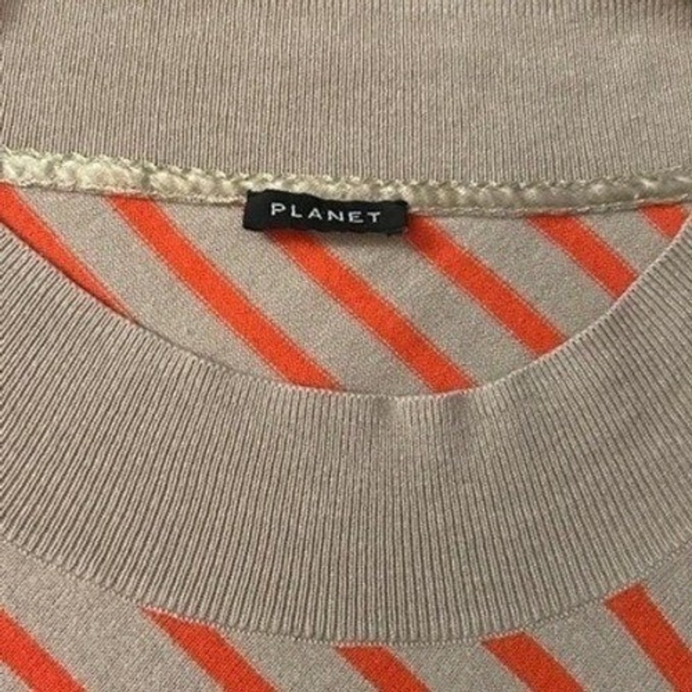 PLANET by Lauren G Stripe Knit Top M Beige Orange Cotton Modal Silk Avant Garde - Picture 3 of 14